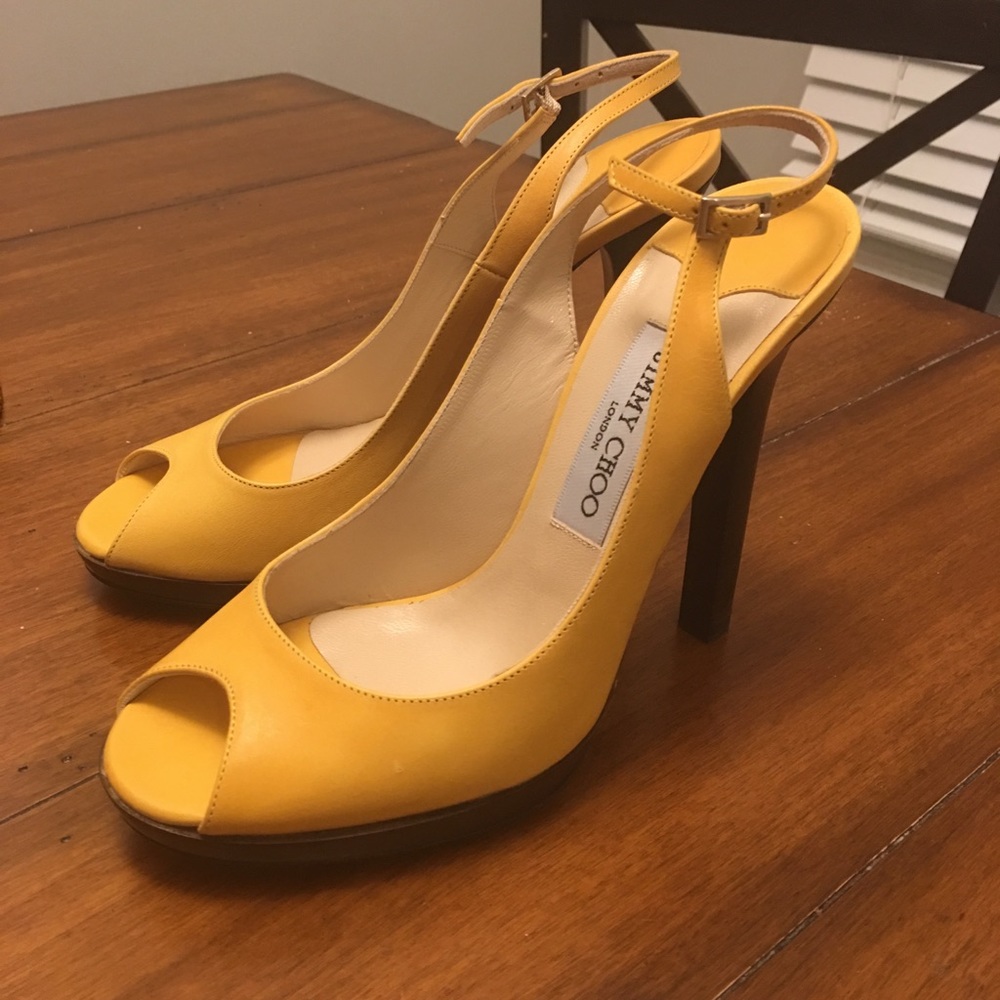 authentic Jimmy Choo yellow stilettos never worn!